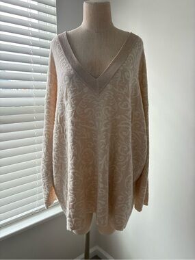 NWT Future Collective Patterned V-Neck Drop Shoulder Sweater